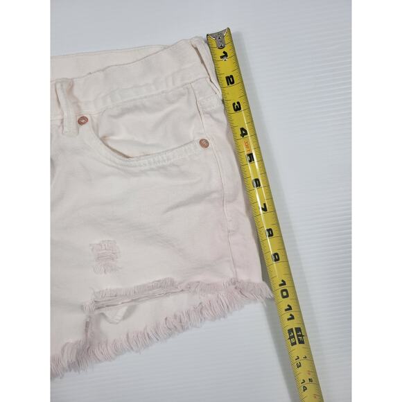 Free‎ People Loving Good Vibrations Cut Off Denim Shorts Womens 28 Boho Pink Hue - Picture 3 of 4